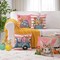 Easter Throw Pillow Covers 18x18 Set of 4 Soft Velvet Spring Easter Pillow Covers Pink Easter Bunny Egg Flower Truck Cushion Covers Pillow Cases for Home Outdoor Sofa Couch Decoration